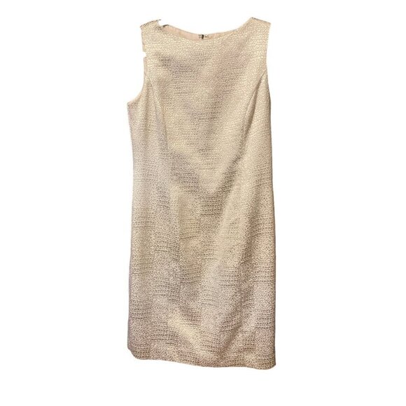 Vintage Rickie Freeman For TJ Nites Sleeveless Dress Metallic Pale Gold SZ 6 USA - Picture 1 of 5